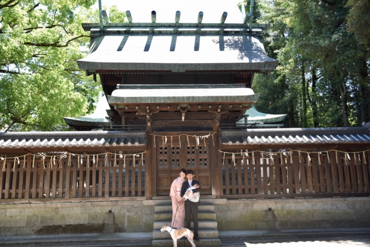 大阪府茨木市にある市役所のすぐ隣にある中央公園の駐車場近くの茨木神社のお宮参りの写真