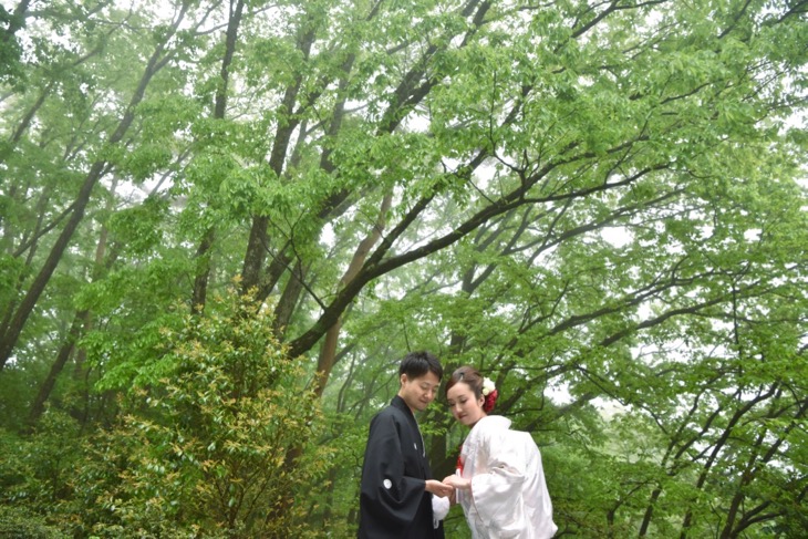 自然社本宮での綿帽子や白無垢での結婚式の写真