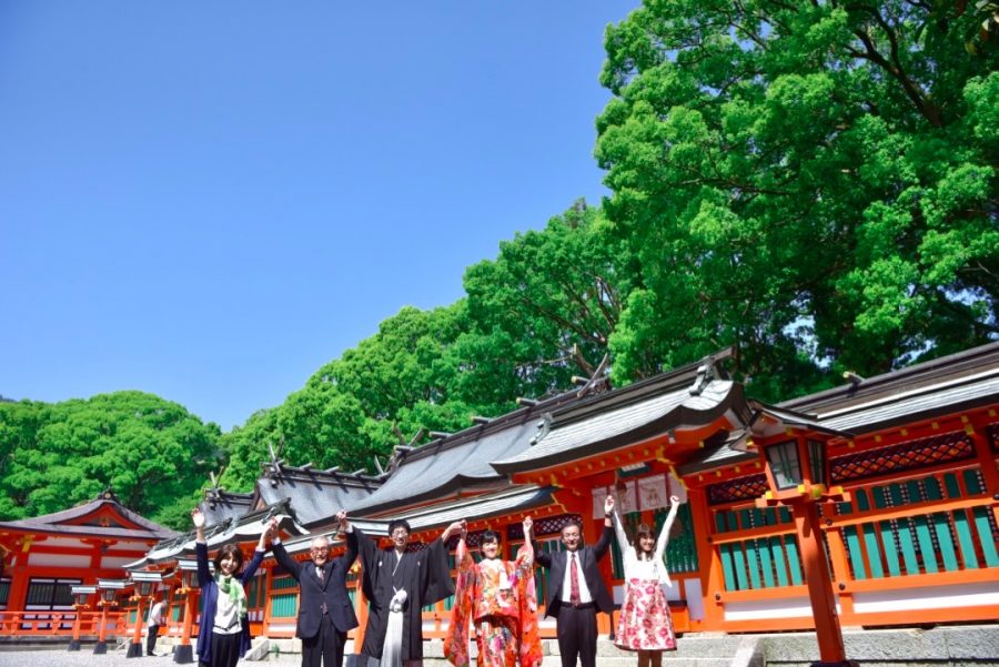 熊野速玉大社と熊野古道と那智浜での結婚式の前撮り写真