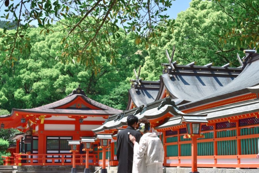 熊野速玉大社の結婚式の白無垢衣装写真