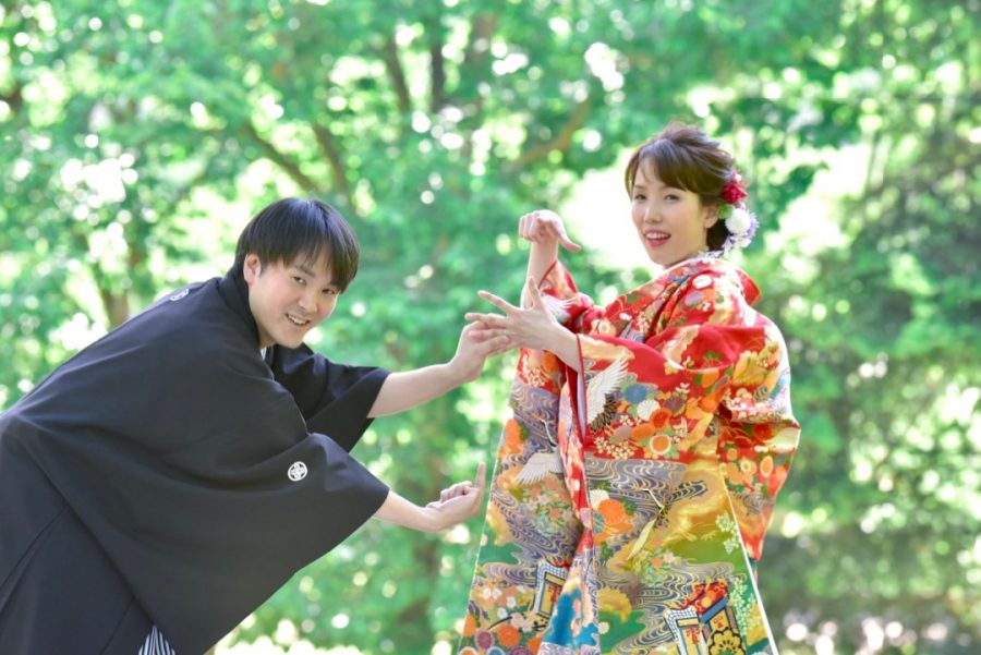 結婚式の前撮りを奈良公園で和装の写真