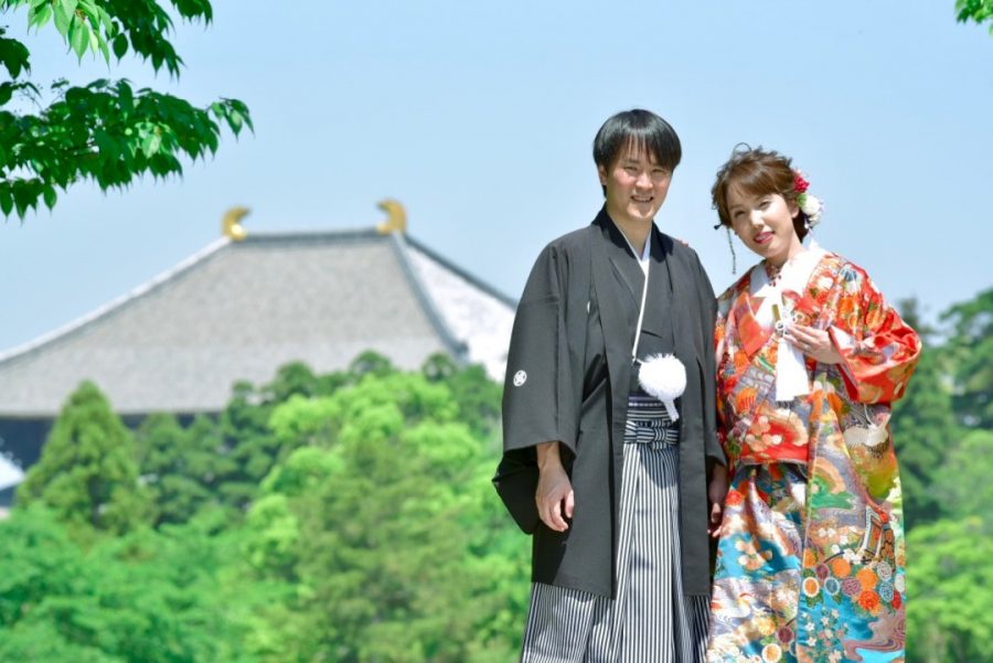 結婚式の前撮りを奈良公園で和装の写真