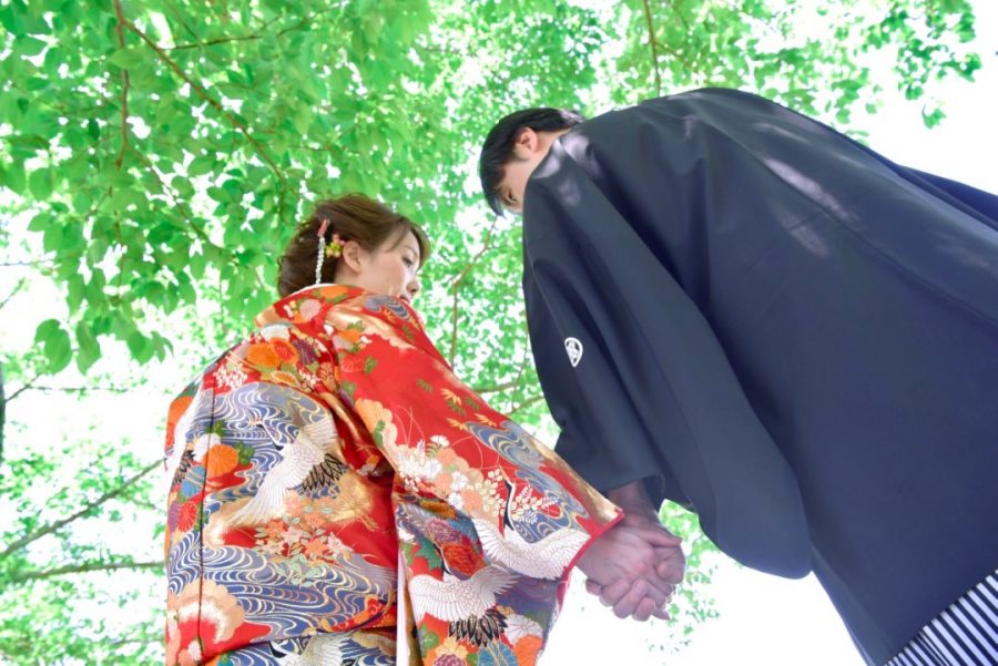 結婚式の前撮りを奈良公園で和装の写真