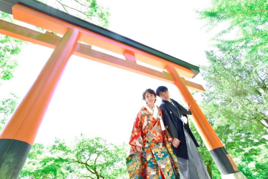 結婚式の前撮りを奈良公園で和装の写真