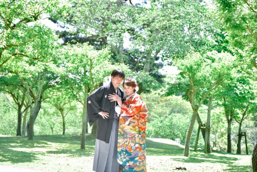 結婚式の前撮りを奈良公園で和装の写真