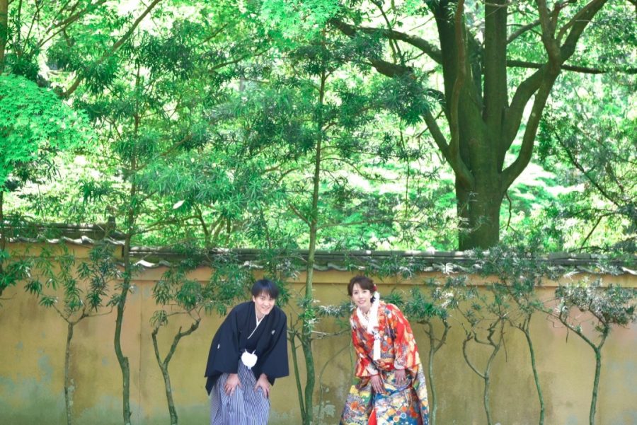 結婚式の前撮りを奈良公園で和装の写真