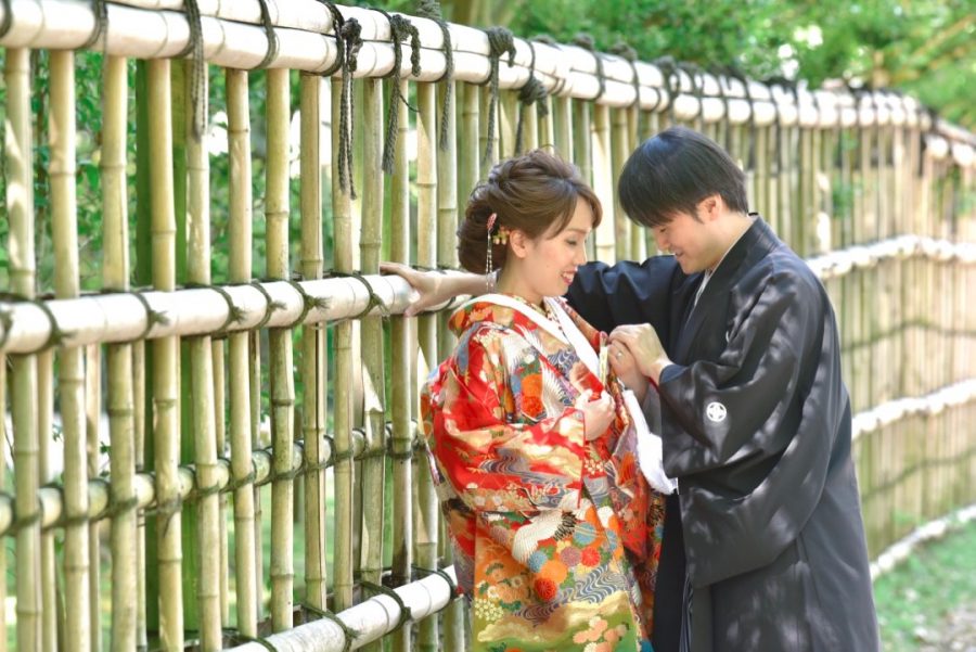 結婚式の前撮りを奈良公園で和装の写真