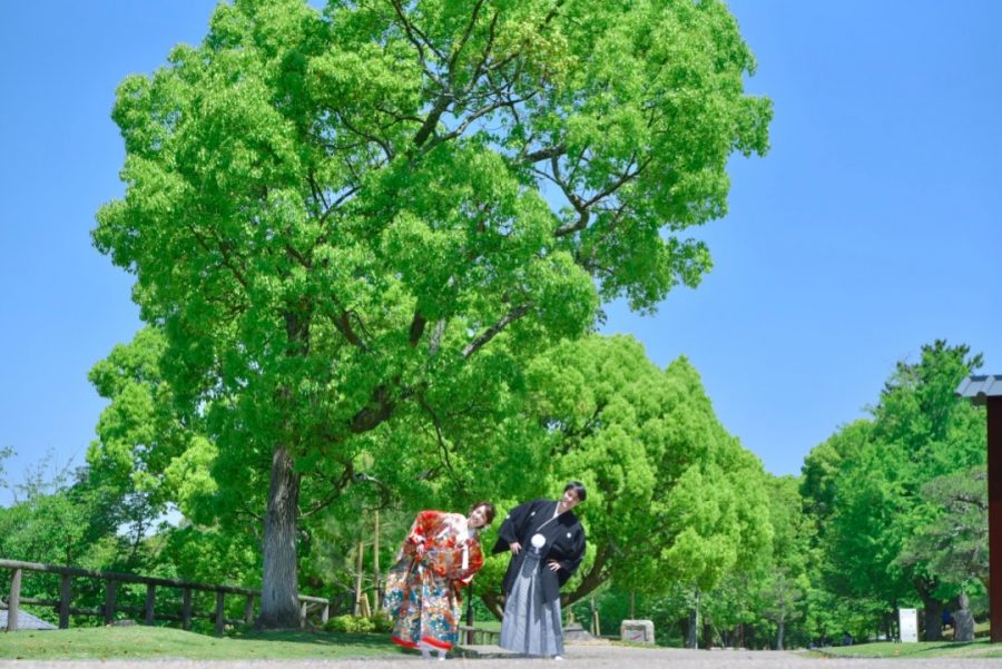 結婚式の前撮りを奈良公園で和装の写真