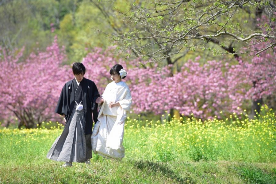 奈良で和装の結婚式の前撮りの写真