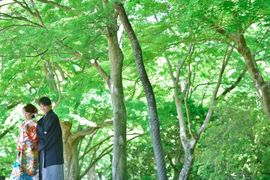 結婚式の前撮りを奈良公園で和装の写真