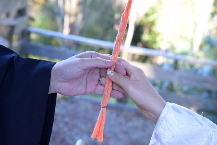 紅葉の吉野山の吉水神社の結婚式