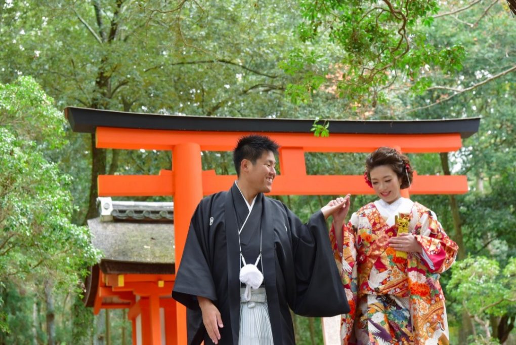 奈良で紅葉の和装前撮りロケーション撮影