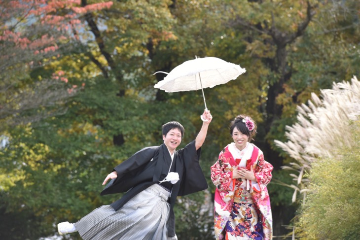 橘寺と石舞台と明日香と談山神社で和装で結婚式の前撮り写真